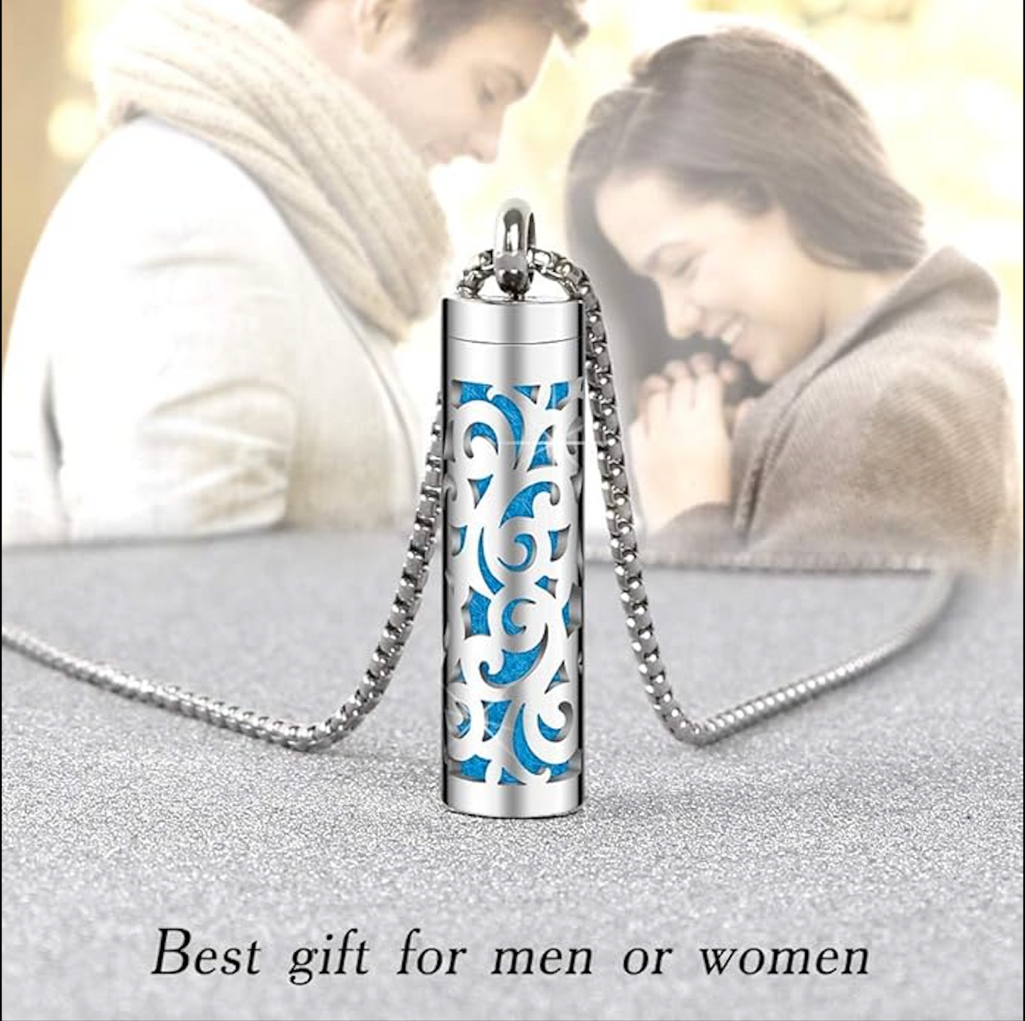Maromalife Essential Oil Diffuser Necklace, Aromatherapy Pendant Locket 316L Stainless Steel Diffuser Jewelry Necklace Gift for Men&Women