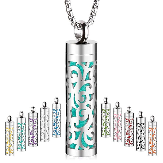Maromalife Essential Oil Diffuser Necklace, Aromatherapy Pendant Locket 316L Stainless Steel Diffuser Jewelry Necklace Gift for Men&Women